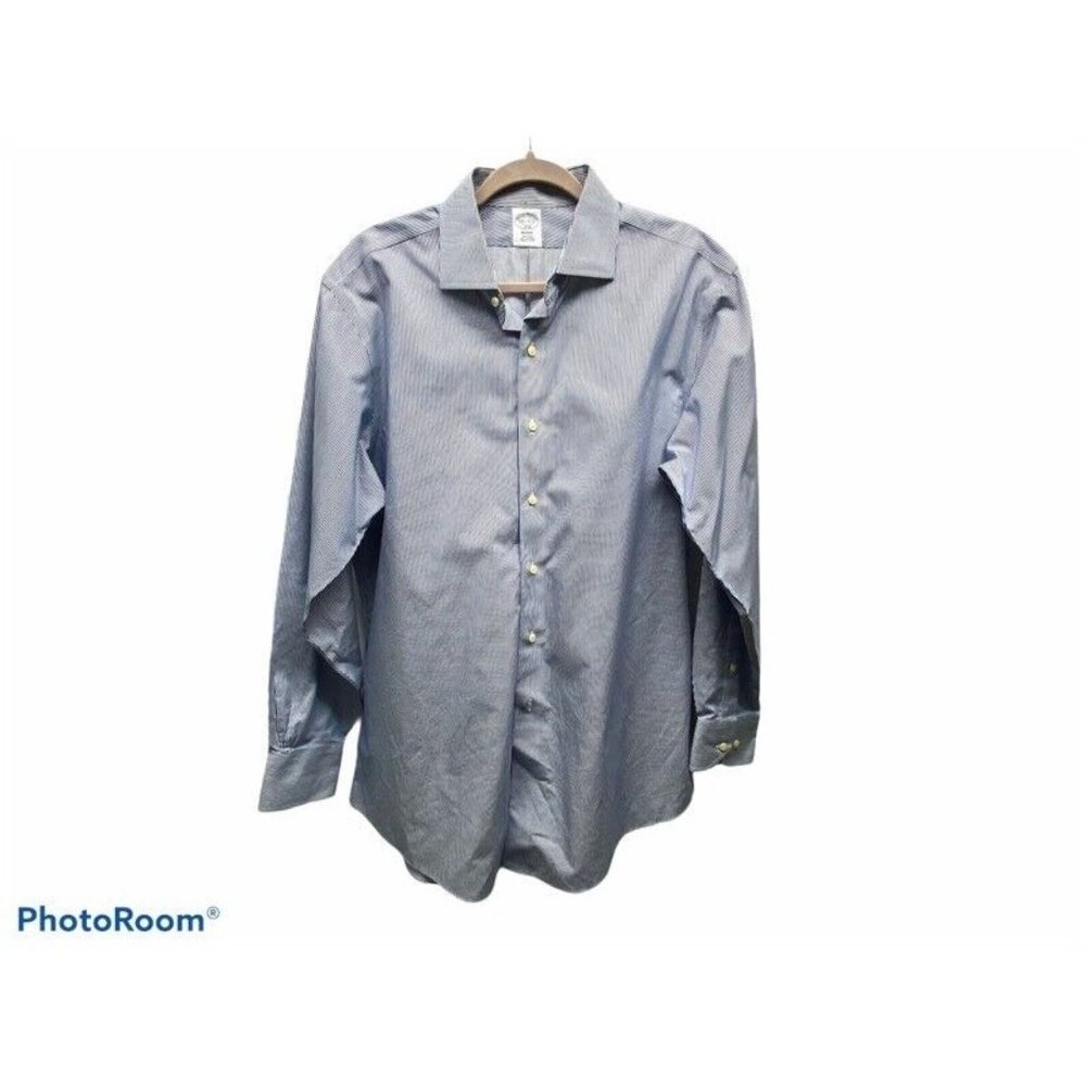 Brooks Brothers Mens Regent Dress Shirt Blue White Stripe Cotton 16 1/2-4/5 TT